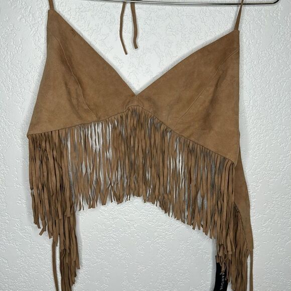 NWT LAMARQUE x REVOLVE Sabbi Suede Top in Sand Large - Picture 2 of 11